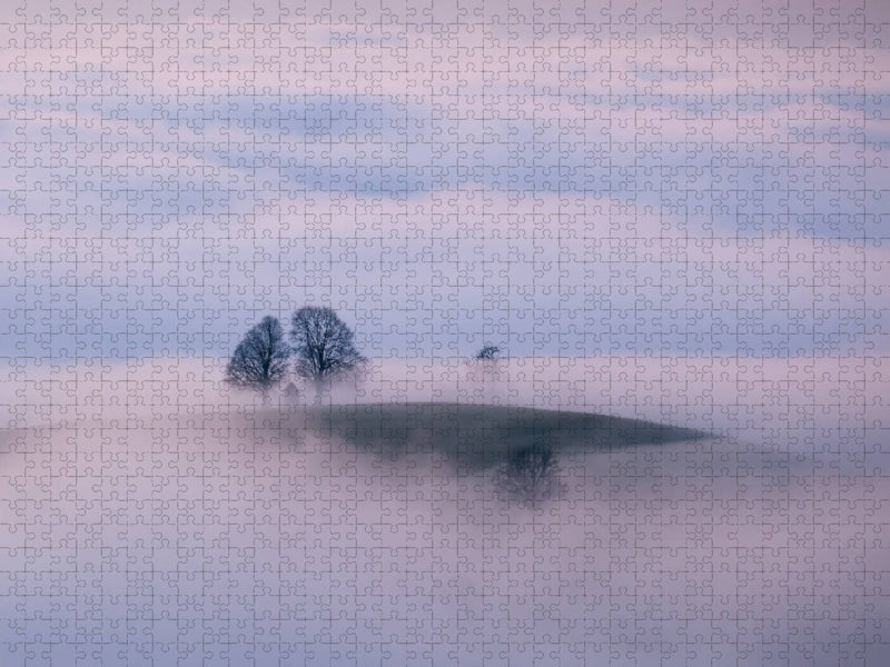 Oberdambach dans le brouillard Autriche - Puzzle photo CALVENDO 