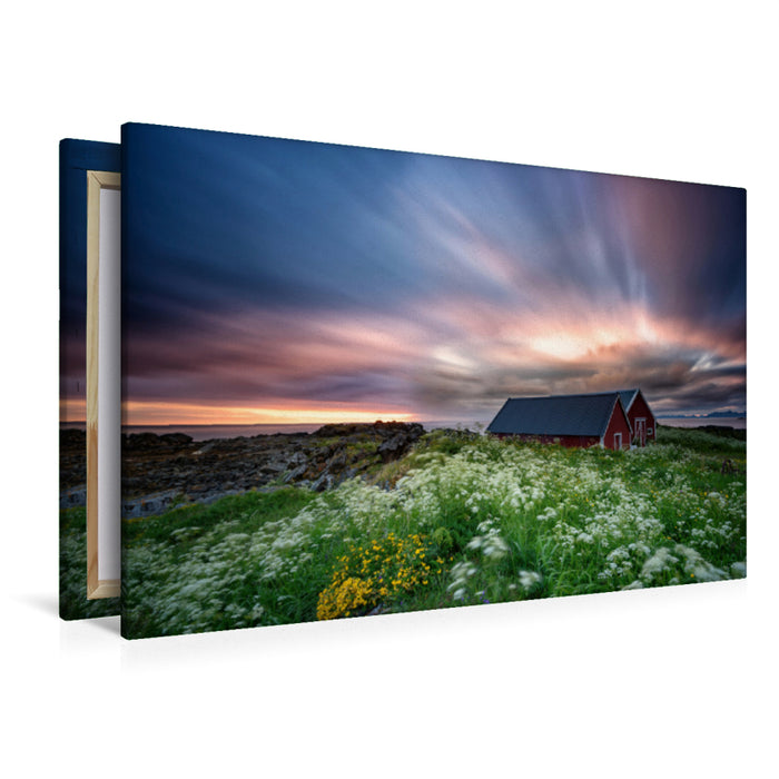 Premium textile canvas Premium textile canvas 120 cm x 80 cm landscape Gimsoy / Norway 