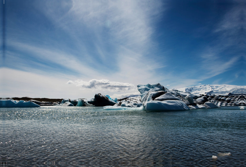 Premium textile canvas Premium textile canvas 120 cm x 80 cm landscape Icebergs in the Jökulsarlon glacier lagoon on Iceland. 