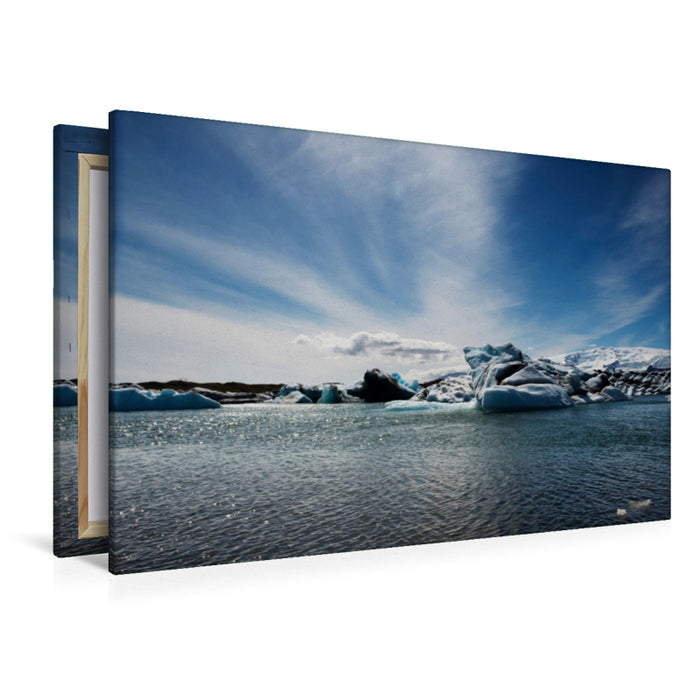 Premium textile canvas Premium textile canvas 120 cm x 80 cm landscape Icebergs in the Jökulsarlon glacier lagoon on Iceland. 