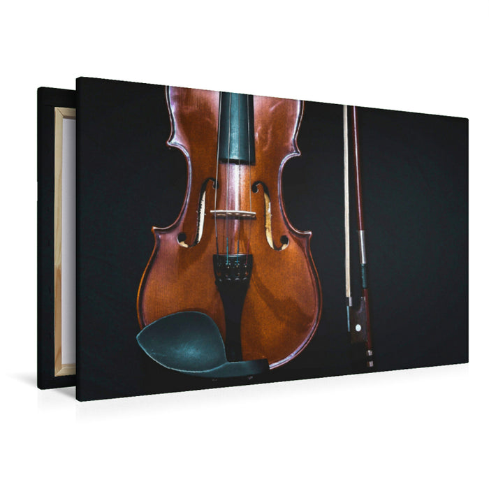 Premium textile canvas Premium textile canvas 120 cm x 80 cm landscape violin with violin bow 