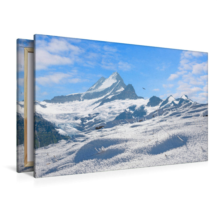 Premium textile canvas Premium textile canvas 120 cm x 80 cm landscape Schreckhorn summit 