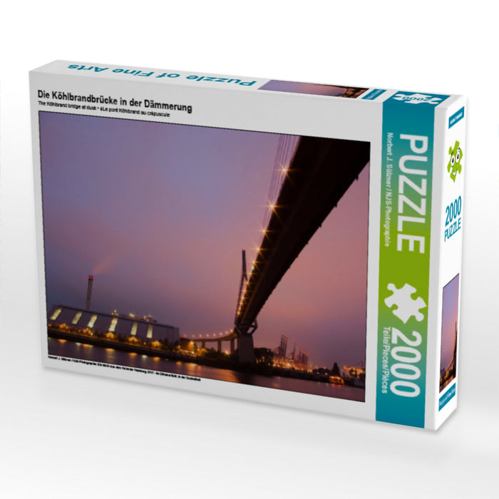 Die Köhlbrandbrücke in der Dämmerung - CALVENDO Foto-Puzzle - calvendoverlag 39.99