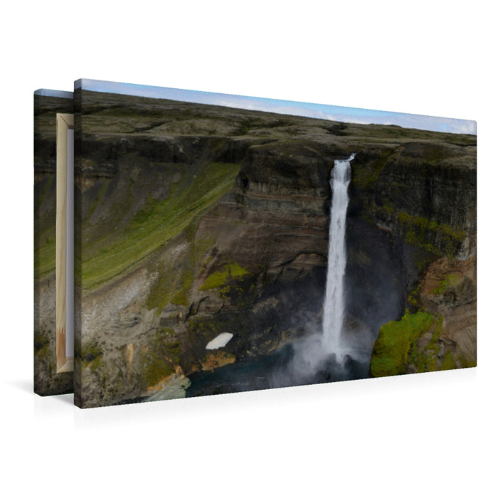 Premium textile canvas Premium textile canvas 90 cm x 60 cm across The Háifoss, one of the highest waterfalls in Iceland 