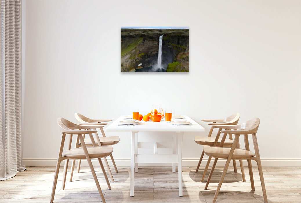 Premium textile canvas Premium textile canvas 90 cm x 60 cm across The Háifoss, one of the highest waterfalls in Iceland 