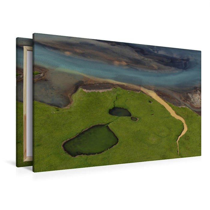 Premium textile canvas Premium textile canvas 120 cm x 80 cm across Iceland's river landscapes from the air 