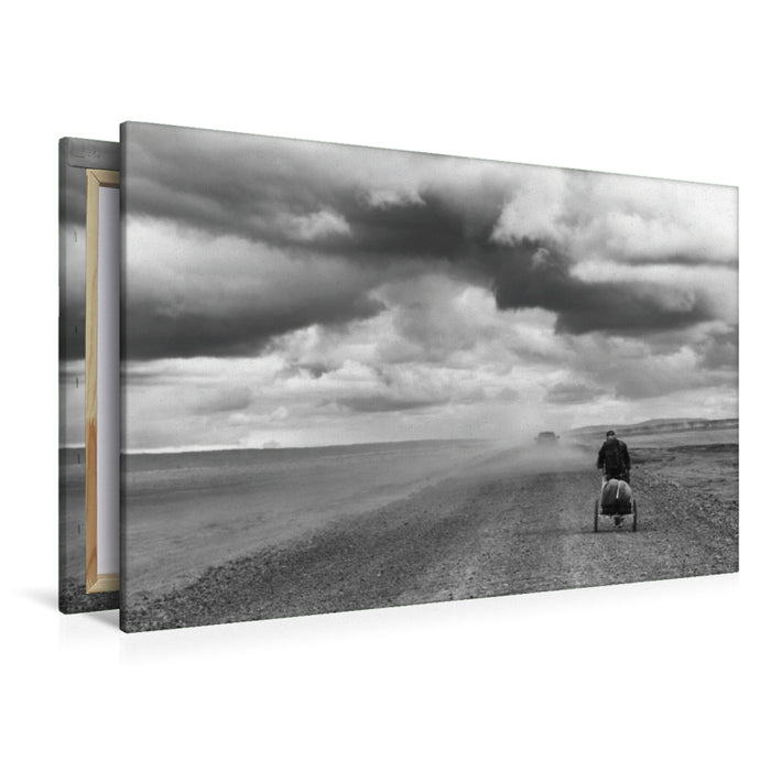 Premium textile canvas Premium textile canvas 120 cm x 80 cm landscape The man with the monowalker - I have time. 