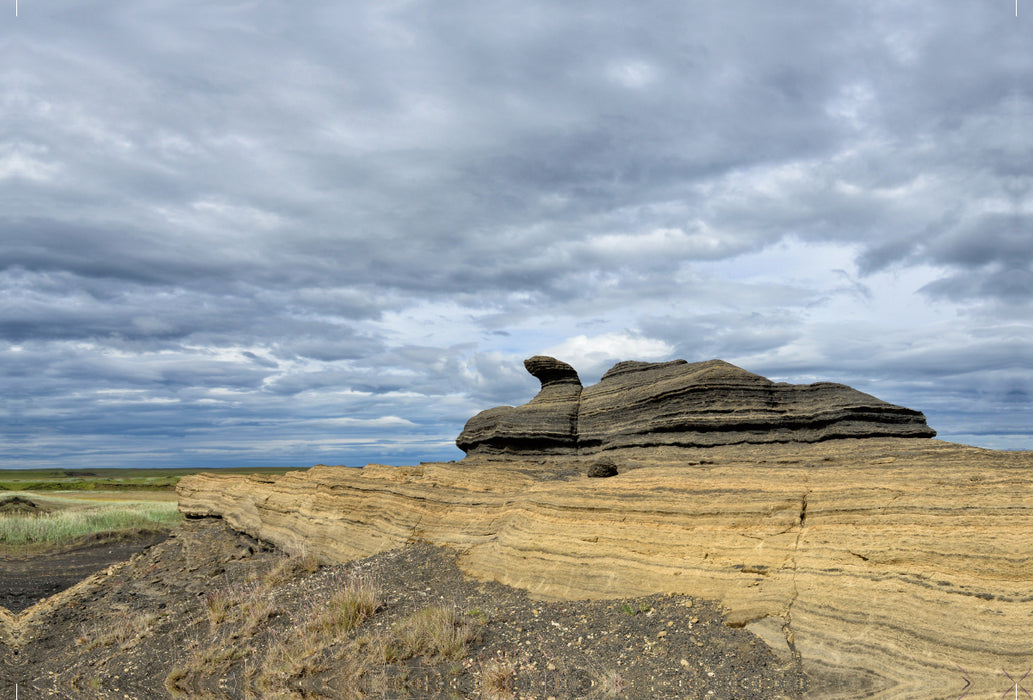 Premium textile canvas Premium textile canvas 120 cm x 80 cm landscape Bizarre ash and pumice formations on Iceland 