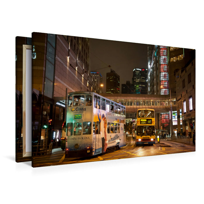 Premium Textil-Leinwand Premium Textil-Leinwand 120 cm x 80 cm quer Ein Motiv aus dem Kalender Hongkong - City Lights