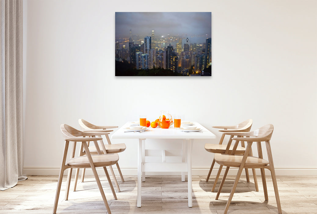 Premium textile canvas Premium textile canvas 120 cm x 80 cm landscape A motif from the Hong Kong calendar - City Lights 