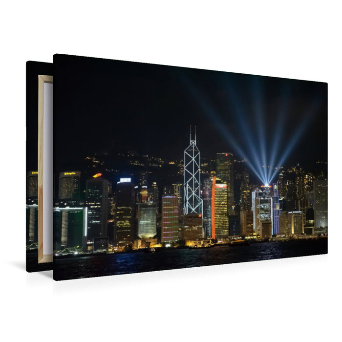Premium Textil-Leinwand Premium Textil-Leinwand 120 cm x 80 cm quer Ein Motiv aus dem Kalender Hongkong - City Lights