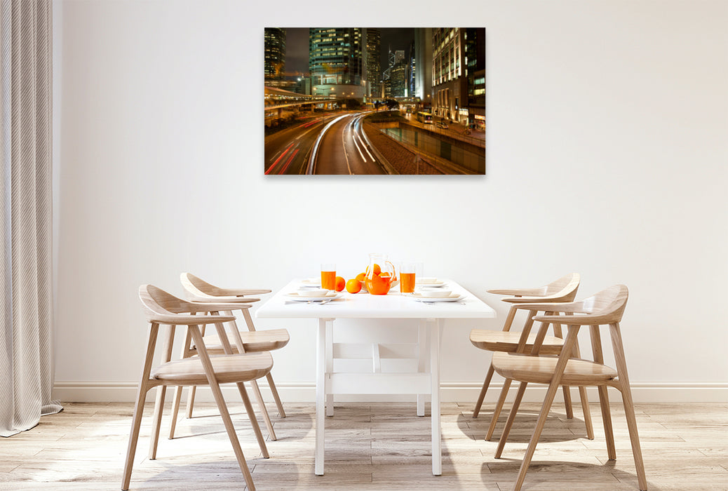 Premium textile canvas Premium textile canvas 120 cm x 80 cm landscape A motif from the Hong Kong calendar - City Lights 