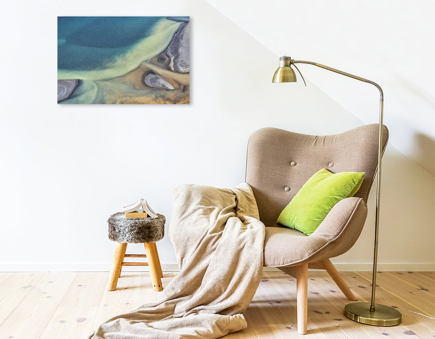 Premium textile canvas Premium textile canvas 75 cm x 50 cm across River meets sea, a fantastic play of colors 