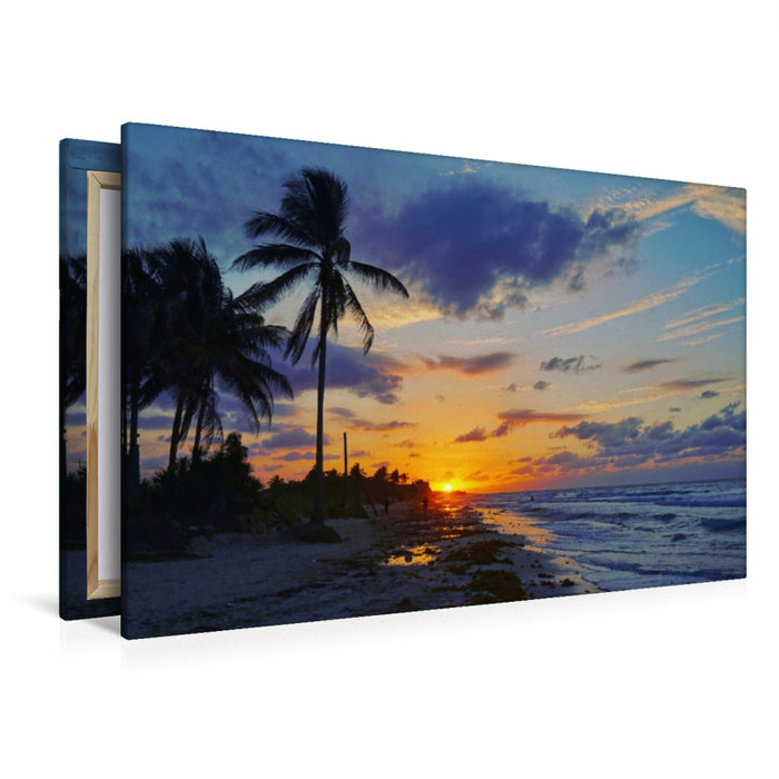 Premium textile canvas Premium textile canvas 120 cm x 80 cm landscape Sunset in Cuba 