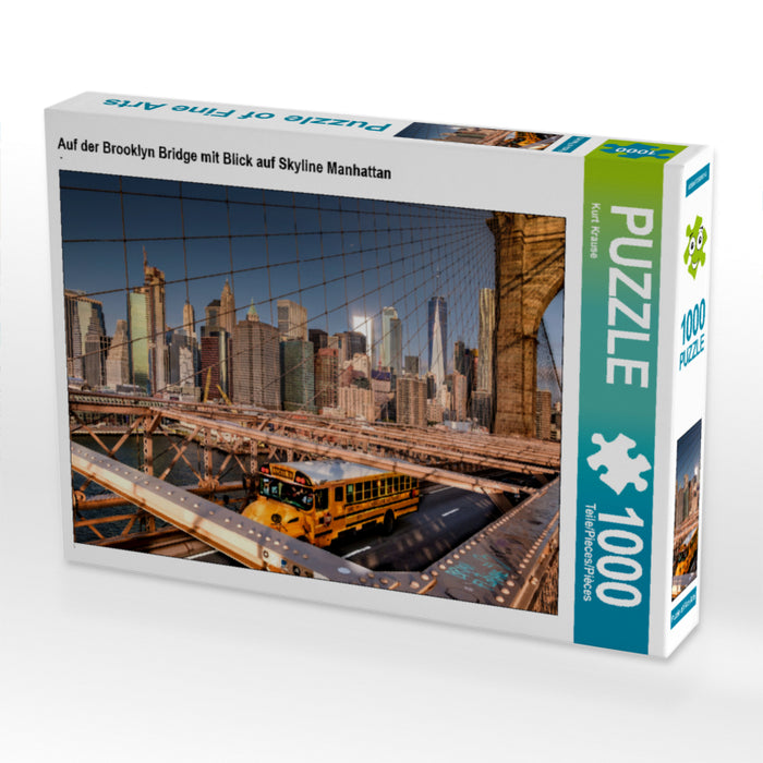Auf der Brooklyn Bridge mit Blick auf Skyline Manhattan - CALVENDO Foto-Puzzle - calvendoverlag 29.99