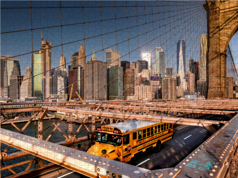 Auf der Brooklyn Bridge mit Blick auf Skyline Manhattan - CALVENDO Foto-Puzzle - calvendoverlag 29.99