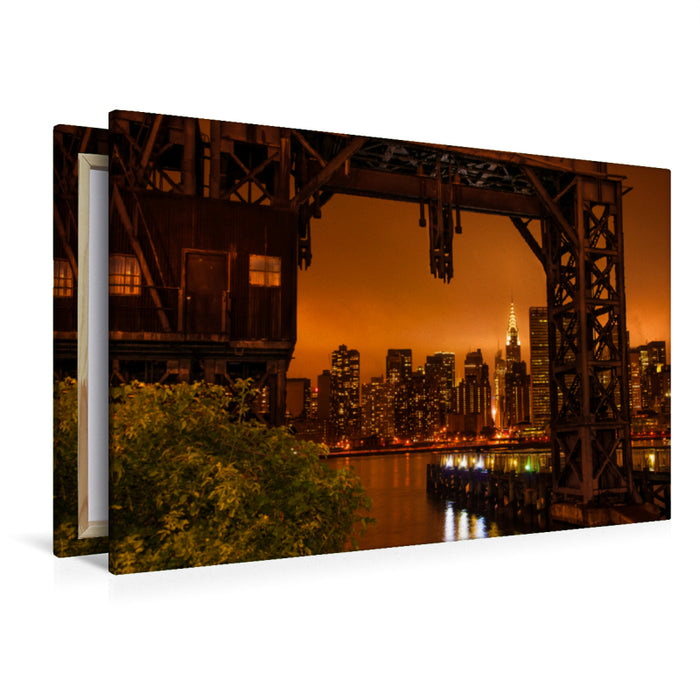 Premium textile canvas Premium textile canvas 120 cm x 80 cm landscape View from Gantry Plaza State Park in Queens on the East River/Manhattan 