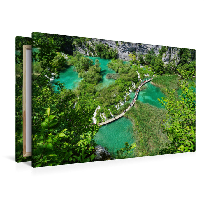 Premium textile canvas Premium textile canvas 120 cm x 80 cm landscape Plitvice Lakes 