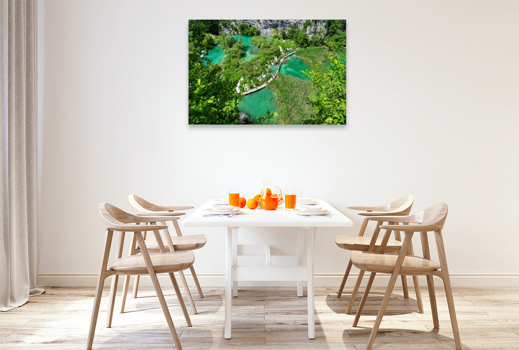 Premium textile canvas Premium textile canvas 120 cm x 80 cm landscape Plitvice Lakes 