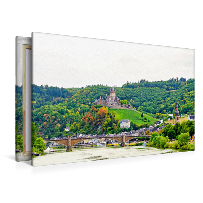 Premium Textil-Leinwand Premium Textil-Leinwand 120 cm x 80 cm quer Panoramablick auf die Reichsburg