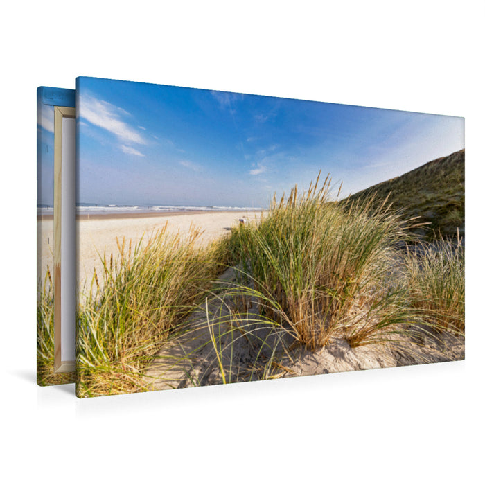 Premium textile canvas Premium textile canvas 120 cm x 80 cm across North Beach, view through the dunes 