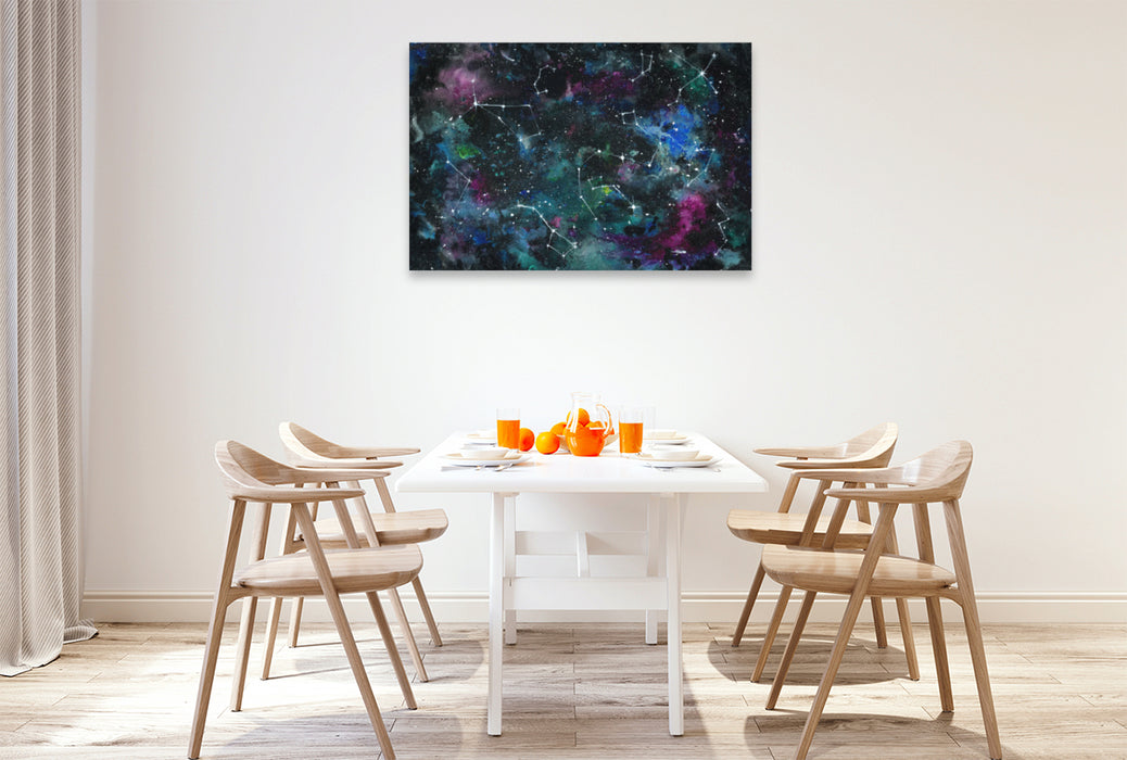 Premium textile canvas Premium textile canvas 120 cm x 80 cm landscape constellations 