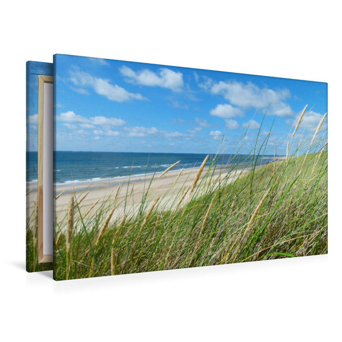 Premium Textil-Leinwand Premium Textil-Leinwand 120 cm x 80 cm quer Dünenblick zum Meer