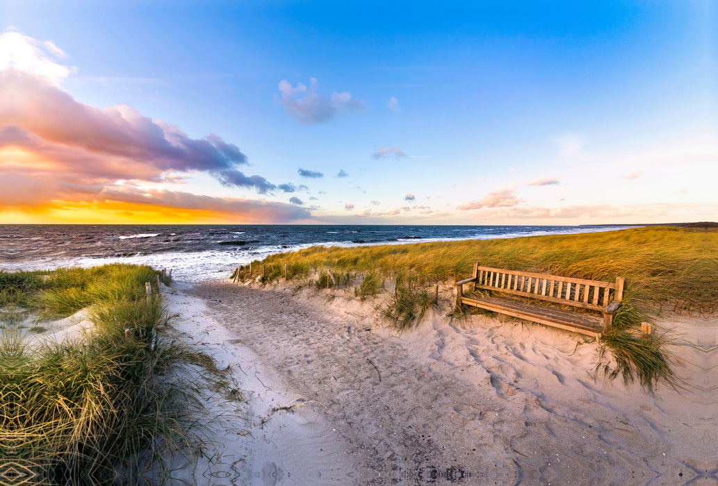 Premium textile canvas Premium textile canvas 120 cm x 80 cm landscape Beach crossing at sunset 