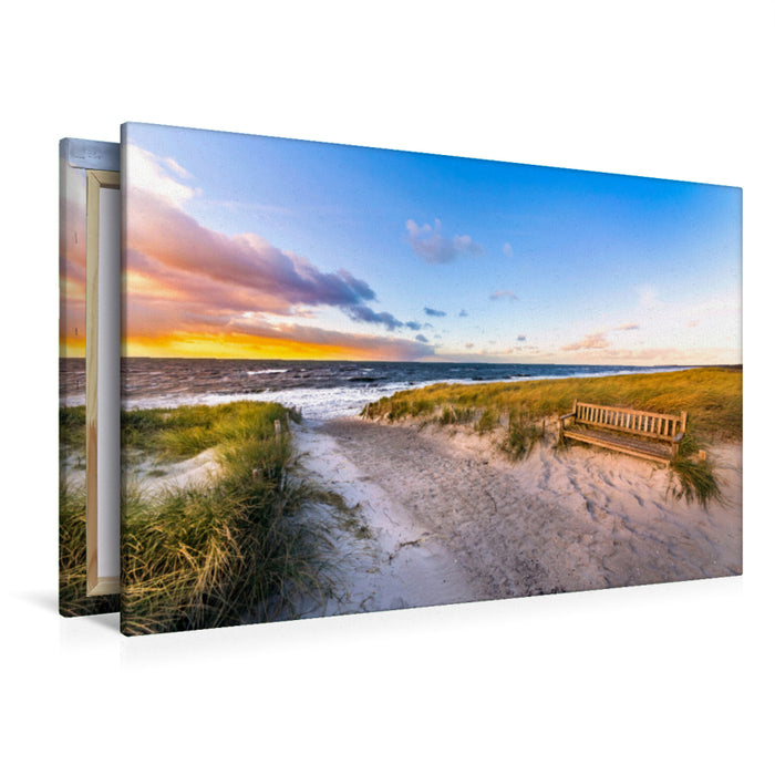 Premium textile canvas Premium textile canvas 120 cm x 80 cm landscape Beach crossing at sunset 