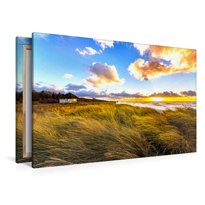 Premium textile canvas Premium textile canvas 120 cm x 80 cm landscape beach view in Wustrow 