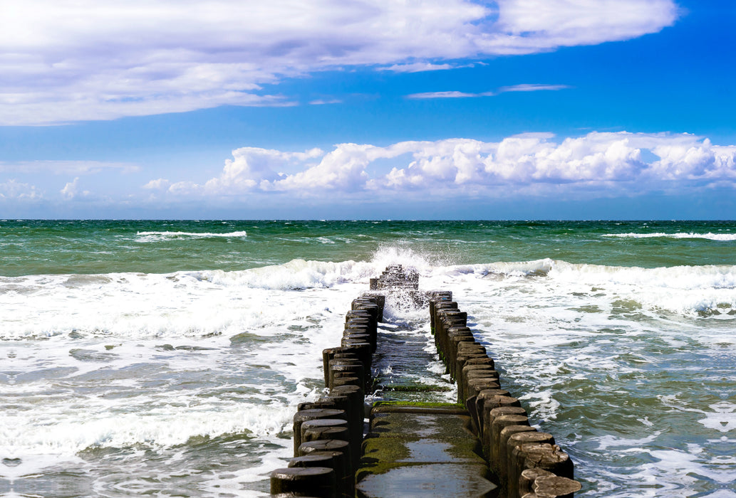 Premium textile canvas Premium textile canvas 120 cm x 80 cm across groynes in the sea 