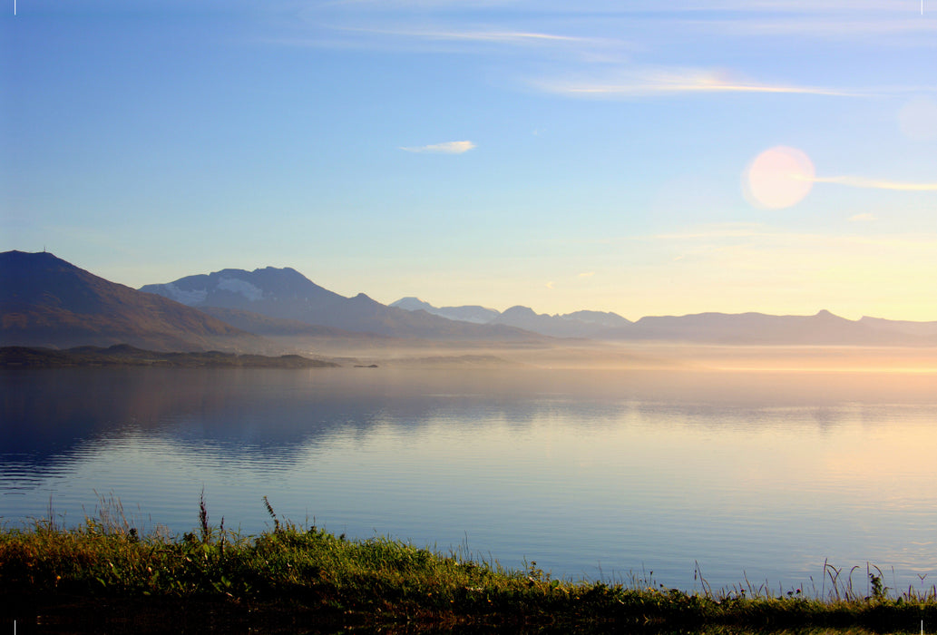 Premium textile canvas Premium textile canvas 120 cm x 80 cm landscape Silence in the fjord 