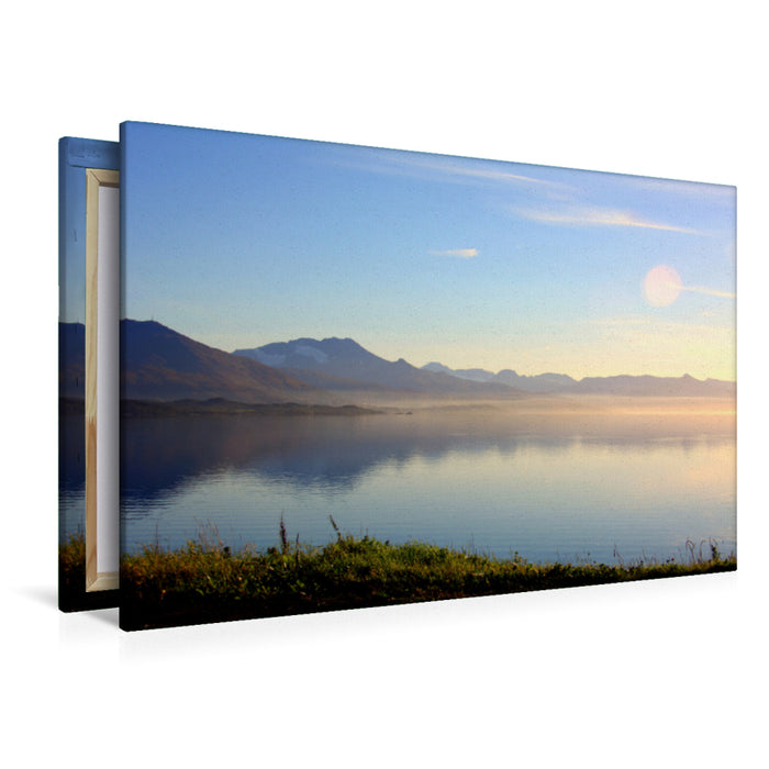 Premium textile canvas Premium textile canvas 120 cm x 80 cm landscape Silence in the fjord 