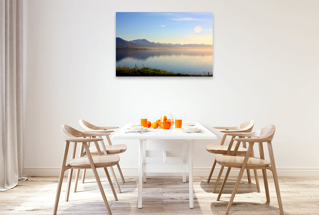 Premium textile canvas Premium textile canvas 120 cm x 80 cm landscape Silence in the fjord 