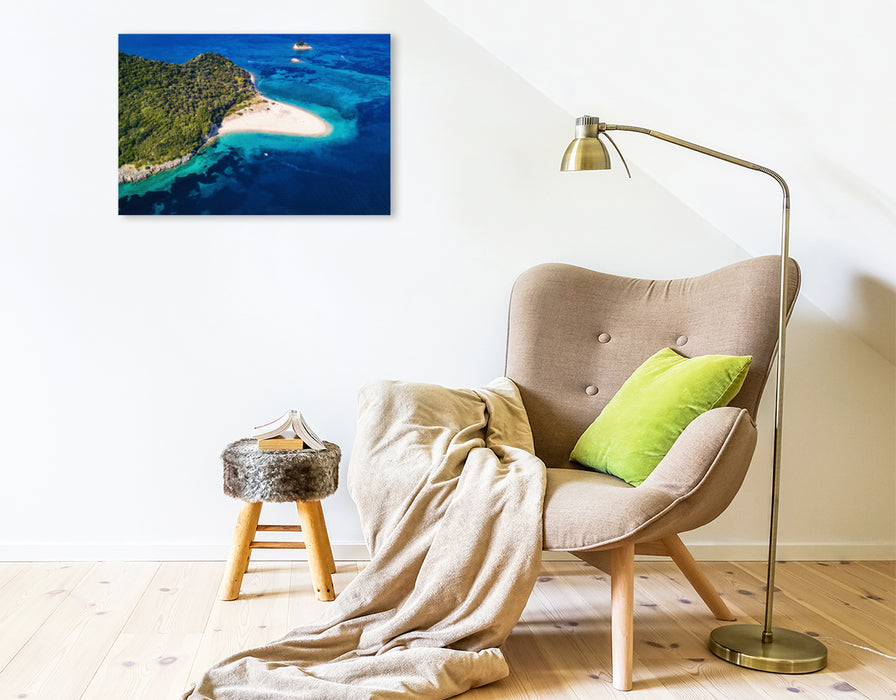 Premium textile canvas Premium textile canvas 75 cm x 50 cm landscape Zakynthos - Marathonisi Beach 