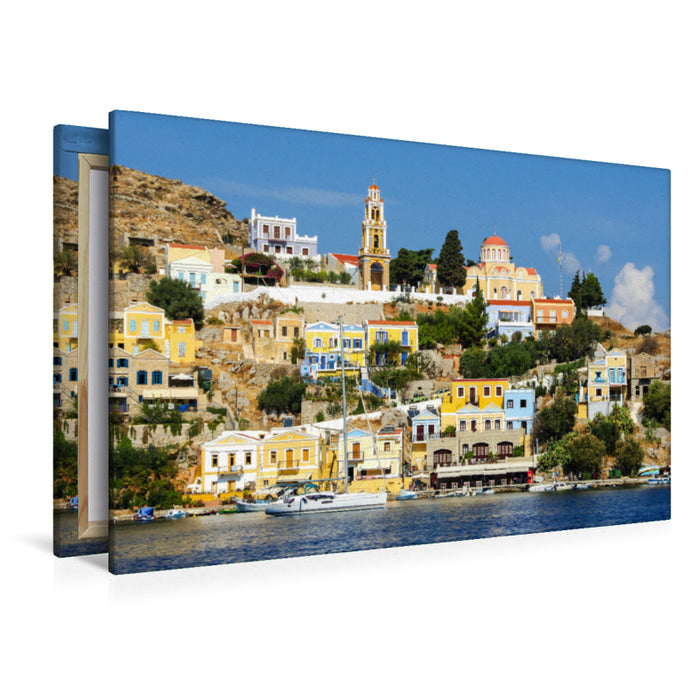 Premium textile canvas Premium textile canvas 120 cm x 80 cm landscape View of the Greek Orthodox Church 