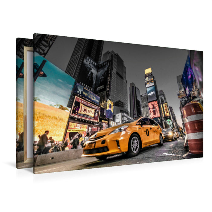 Premium Textil-Leinwand Premium Textil-Leinwand 120 cm x 80 cm quer Yellow Taxi am Times Square - Ein Motiv aus dem Kalender New York City - Color Glam Edition I