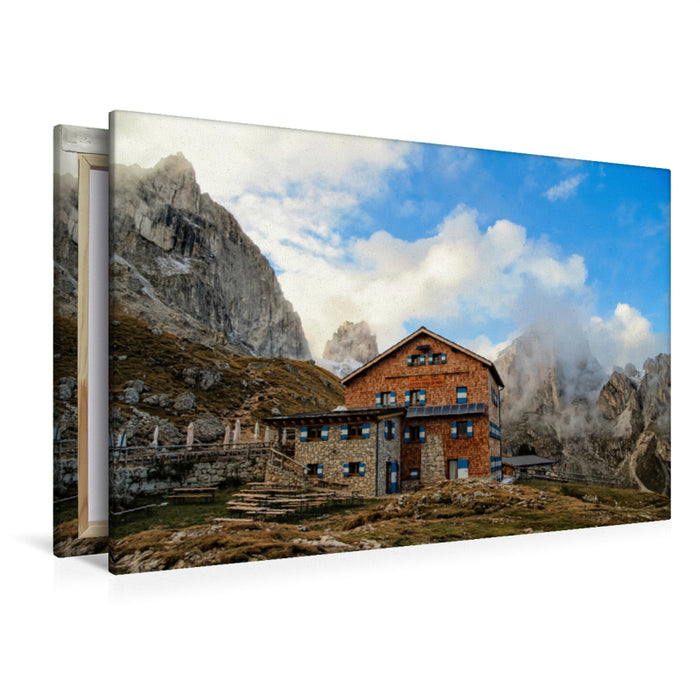 Premium Textil-Leinwand Premium Textil-Leinwand 120 cm x 80 cm quer Rotwandhütte (2.283m), Italien