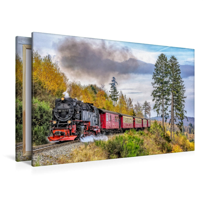 Premium Textil-Leinwand Premium Textil-Leinwand 120 cm x 80 cm quer Harz, Dampflokomotive 997243-1 der Harzer Schmalspurbahnen