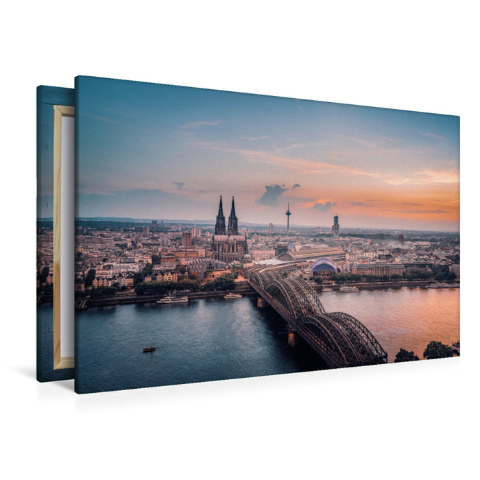 Premium Textil-Leinwand Premium Textil-Leinwand 120 cm x 80 cm quer Blick auf den Kölner Dom