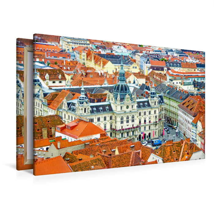 Premium textile canvas Premium textile canvas 120 cm x 80 cm landscape town hall 
