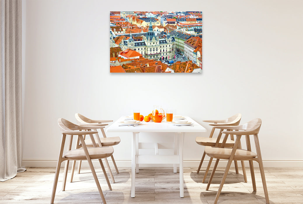 Premium textile canvas Premium textile canvas 120 cm x 80 cm landscape town hall 