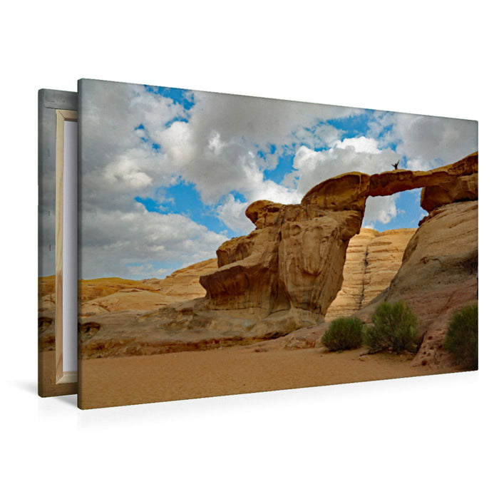 Premium Textil-Leinwand Premium Textil-Leinwand 120 cm x 80 cm quer Felsenbrücke im Wadi Rum