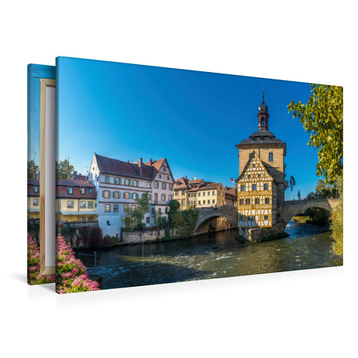 Premium Textil-Leinwand Premium Textil-Leinwand 120 cm x 80 cm quer Altes Rathaus in Bamberg, Bayern, Deutschland