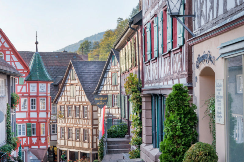 Premium Textil-Leinwand Premium Textil-Leinwand 120 cm x 80 cm quer Blick von der Schenkenzeller Straße zum Restaurant Adler in der Hauptstraße