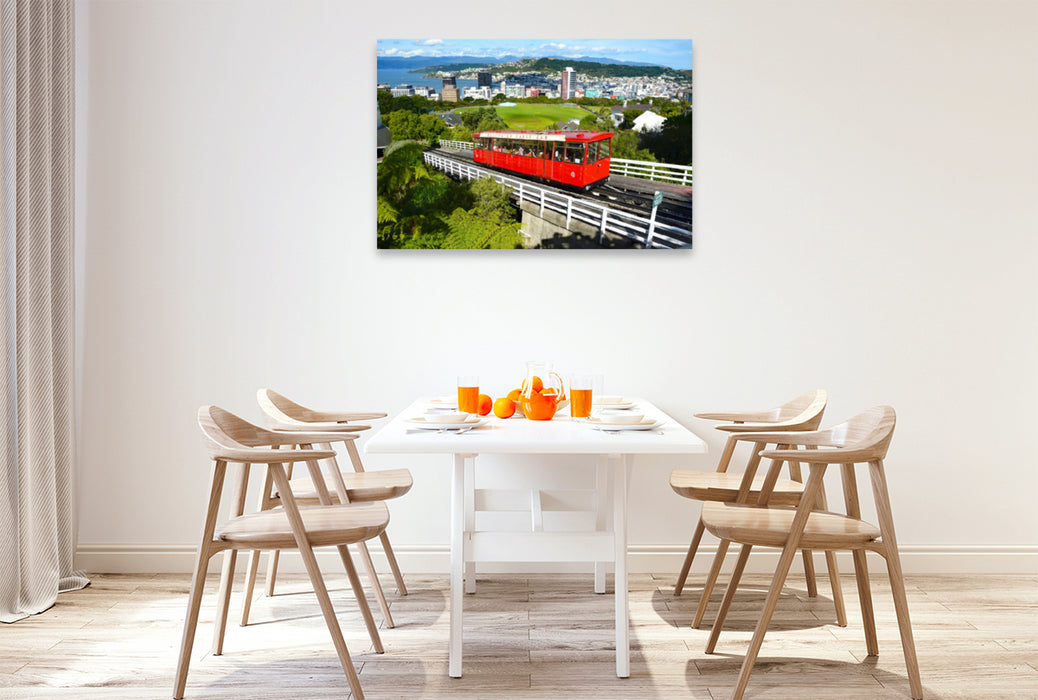 Premium textile canvas Premium textile canvas 120 cm x 80 cm across cable car in Wellington 