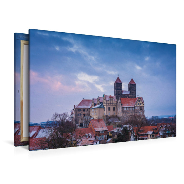 Premium Textil-Leinwand Premium Textil-Leinwand 120 cm x 80 cm quer Schloss in Quedlinburg