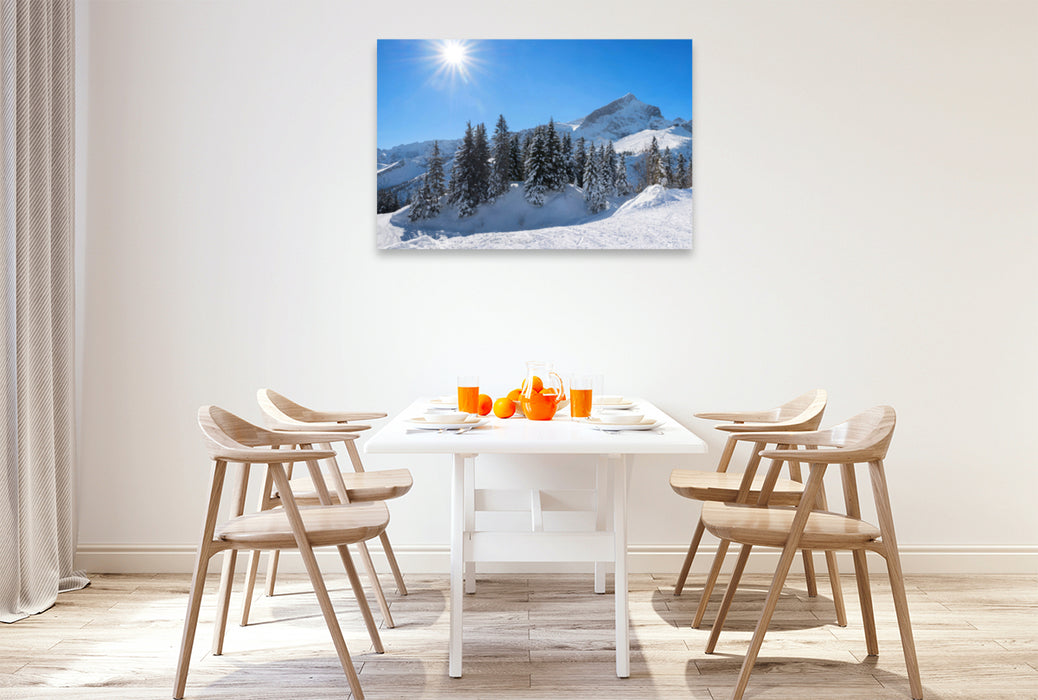 Premium textile canvas Premium textile canvas 120 cm x 80 cm landscape Kreuzeck and Alpspitze ski area 