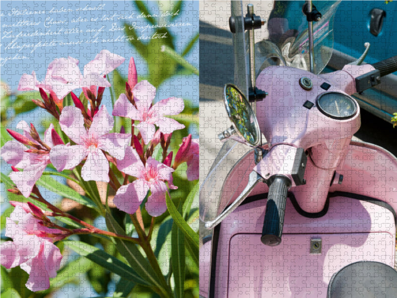 Rosa Vespa und Oleander - CALVENDO Foto-Puzzle - calvendoverlag 29.99