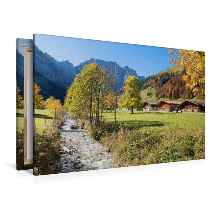 Premium Textil-Leinwand Premium Textil-Leinwand 120 cm x 80 cm quer Almdorf Eng im Karwendelgebirge